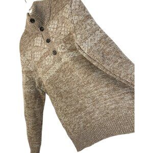 Banana Republic Merino Wool Henley Sweater Fair Isle RK10652 EUC Pullover